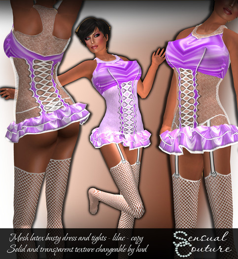 Mesh busty latex dress * lilac*