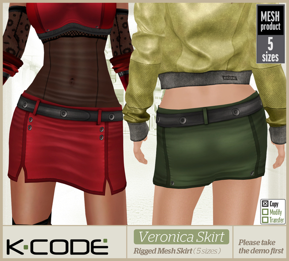 K-CODE VERONICA Skirt Rigged Mesh FATPACK
