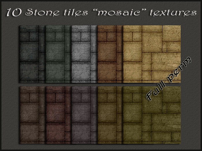 Pack 10 stone tiles "mosaic" textures