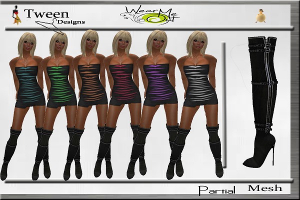 Ripped Mini Dress  5 Colors + 100% Mesh boots