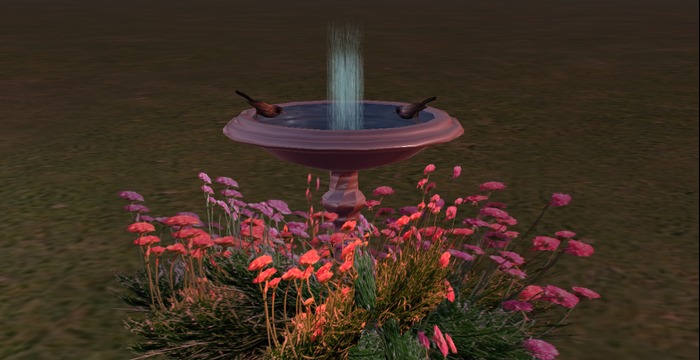 Fountain with birds and flowers (box)