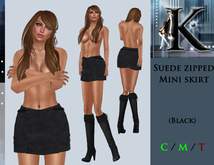 *Keresma* Suede Zipped Mini Skirt -  Black