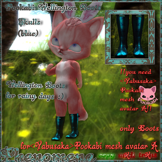 Wellington Boots skulls (blue)  Pookabi