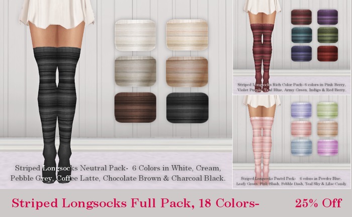 Crazy Daisy Striped Longsocks- Full Pack