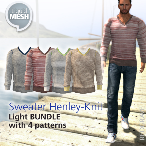 Sweater Henley-Knit LQMesh - LightBUNDLE - REDGRAVE