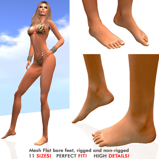 Flat bare feet Rigged & non-rigged