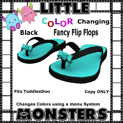 <LM> TD BLACK Color Changing Fancy Flop Flops BOXED