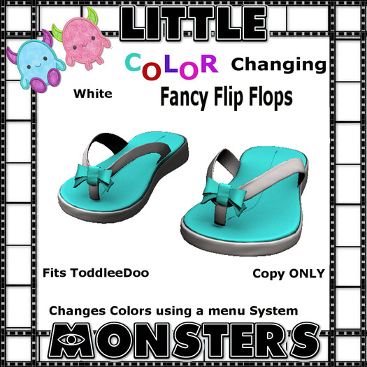 <LM> TD WHITE  Color Changing Fancy Flop Flops BOXED