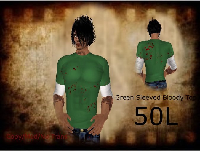 Mens Green Sleeved Bloody Top