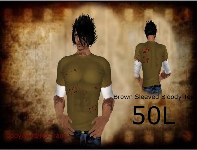 Mens Brown Sleeved Bloody Top