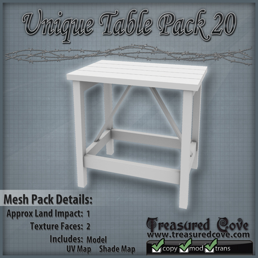 -TC- Unique Table Pack 20 Mesh 50% Discount!!