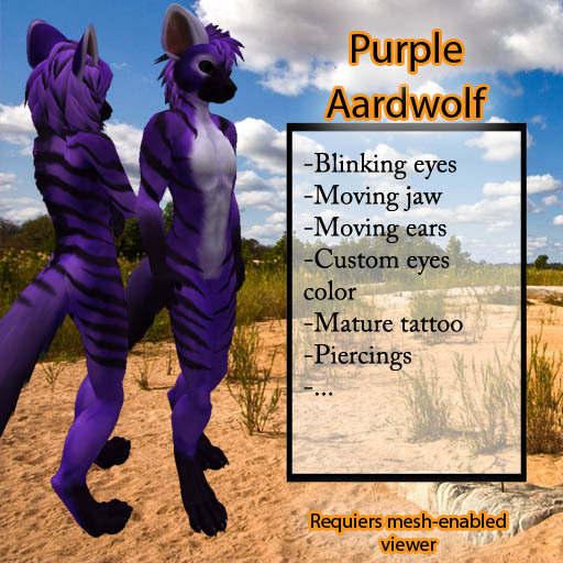 Furry Aardwolf - Purple
