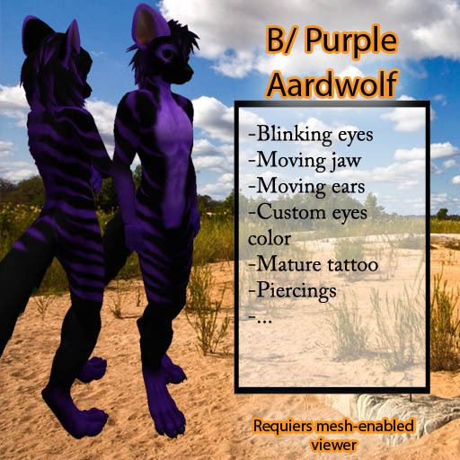 Furry Aardwolf - Black Purple