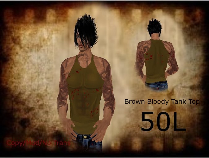 Mens Brown Bloody Tank Top