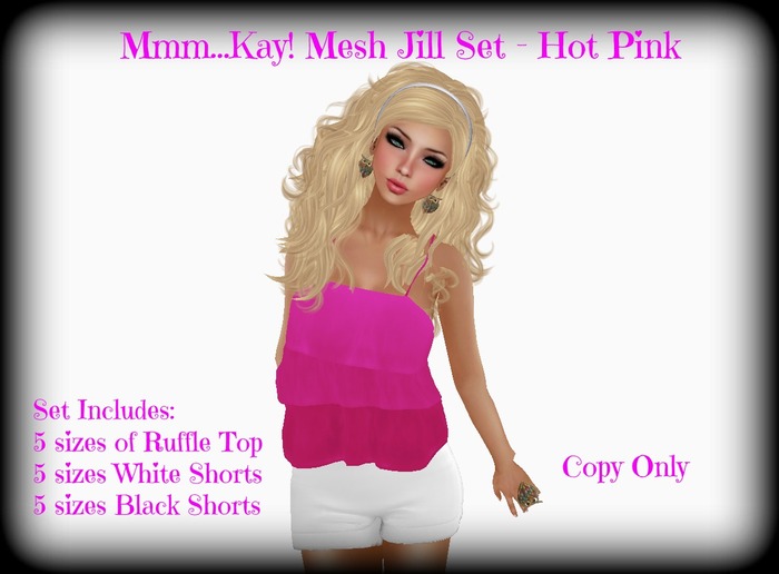 Mmm...Kay! Mesh Ruffle Top/Shorts Set - Hot Pink