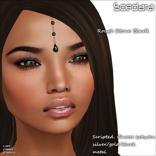 ~Soedara~ Rough Stone Bindi Dark Green