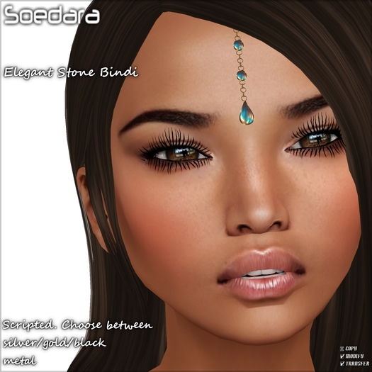 ~Soedara~ Elegant Stone Bindi GoldTeal