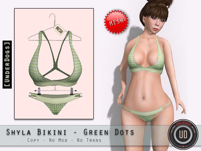 [UnderDogs] - Shyla Bikini - Green Dot - Mesh 