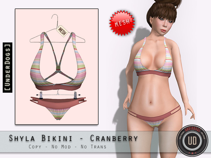 [UnderDogs] - Shyla Bikini - Cranberry - Mesh