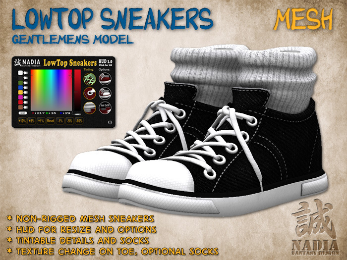 ~Nadia~ LowTop Sneakers Mens Black - Mesh Canvas Sneakers