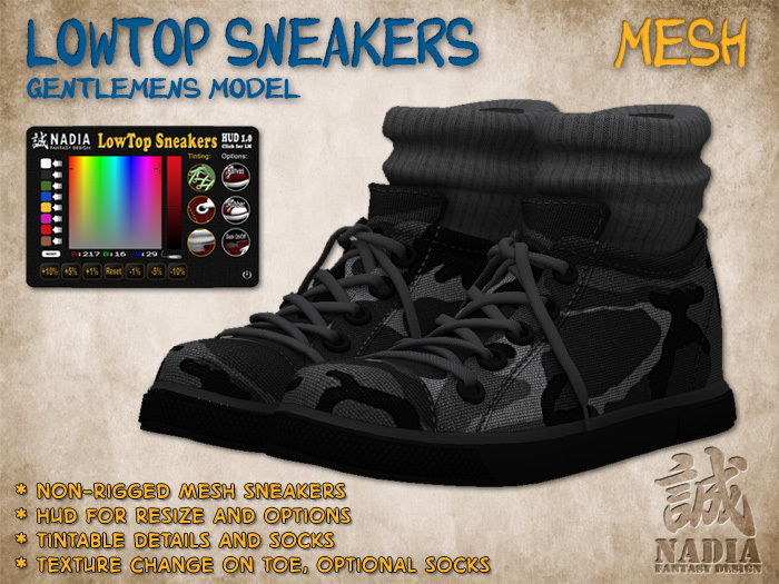 ~Nadia~ LowTop Sneakers Mens Urban Camo - Mesh Canvas Sneakers