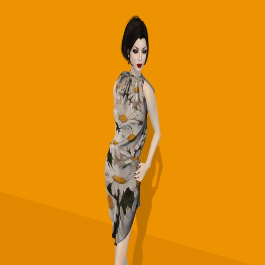 ~ghee~ Gold Silk Scarf with Roses