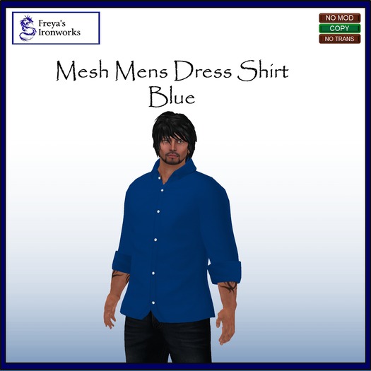 Mesh Men's Dress Shirt - Blue