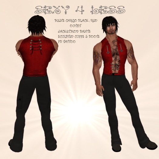S4L MENS CARGO  BLACK& RED OUTFIT