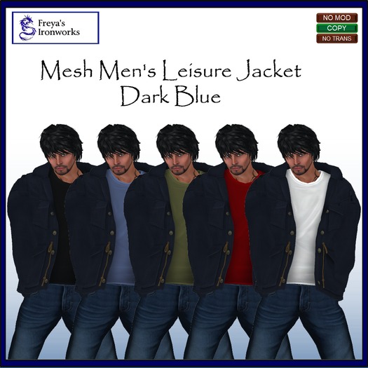 Mesh Men's Leisure Jacket - Dark Blue/Blue Linen