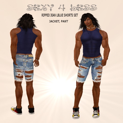 S4L RIPPED JEAN LBLUE SHORTS SET