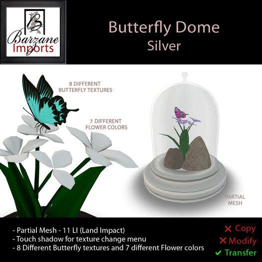 BARZANE Imports - Butterfly Dome Gold Boxed