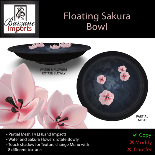BARZANE Imports - Floating Sakura Bowl Boxed