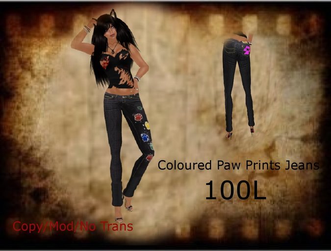 Coloured Paw Prints Jeans