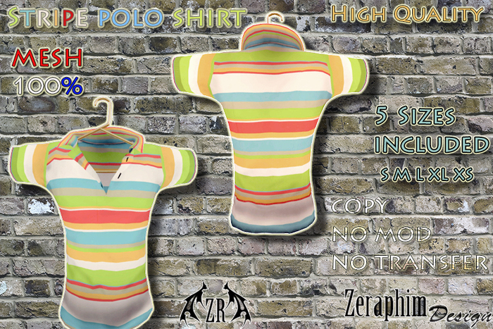 .[ZR] STRIPE POLO SHIRT MEN MESH 100%