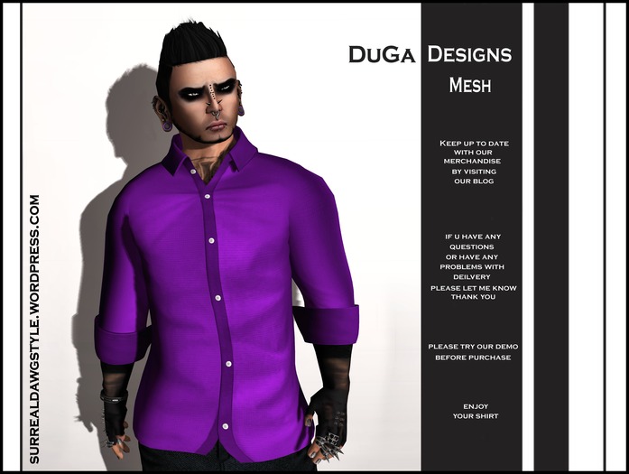 DuGa Designs Mesh Purple Shirt