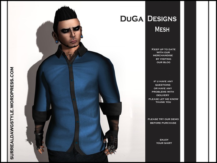 DuGa Designs Mesh Long Sleeve Shirt Blue Teal