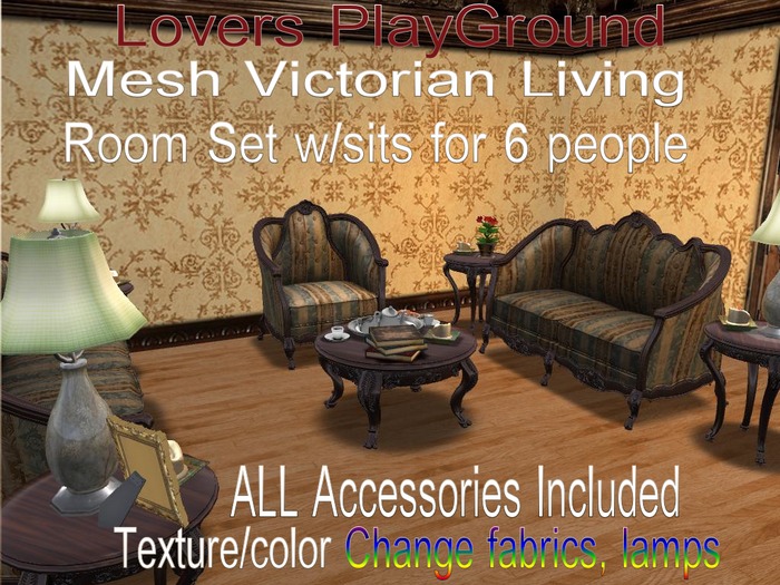 Second Life Marketplace Lovers Playground Victorian Furniture SET V