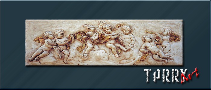 low relief with angels and gold shades