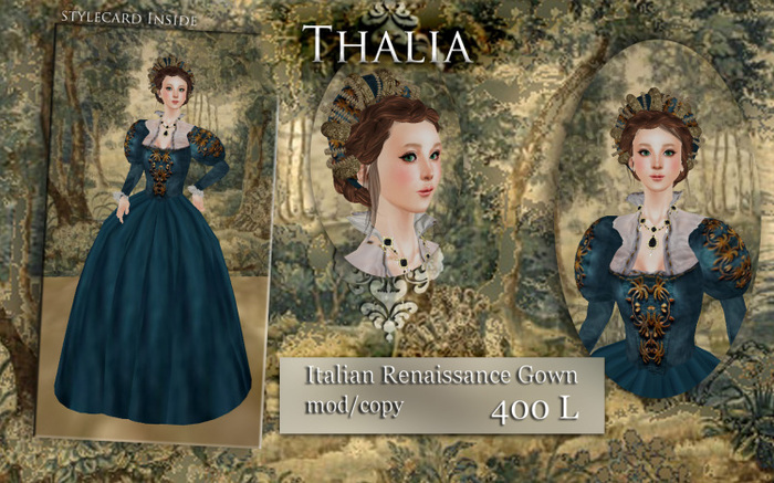 Thalia Italian Renaissance Gown  -blue-