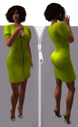 GREEN Zippered Mesh Dresses 