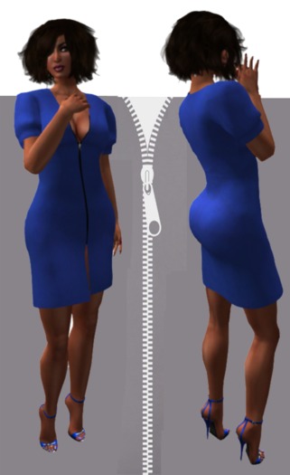 Blue Zippered Mesh Dresses bagged