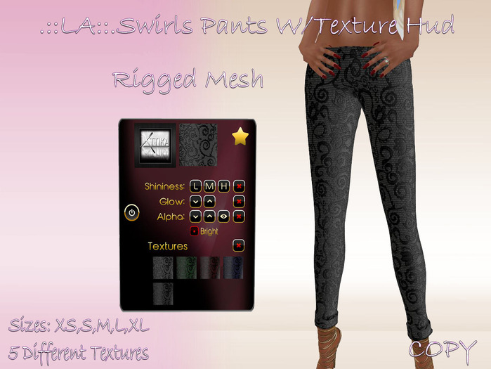 DEMO.::LA::.Mesh Swirls Pants W/Texture Hud