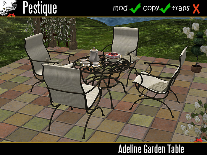 Garden Pergola with Roses & Table