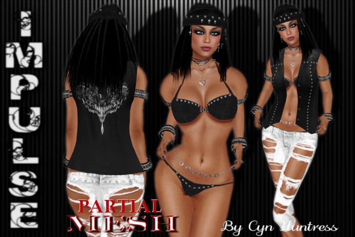*CYN* STUDDED LADY RIDER (PARTIAL MESH)