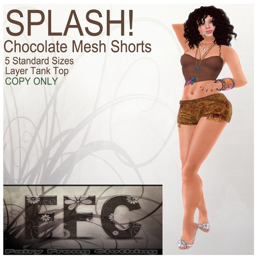 SPLASH! Chocolate Mesh Shorts