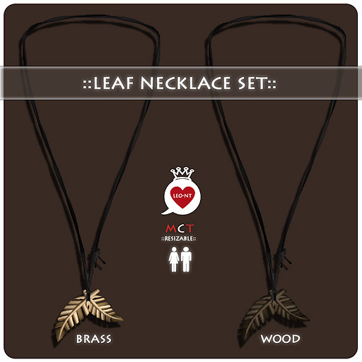 ::LEO-NT:: Leaf Necklace Set ~wood&brass~