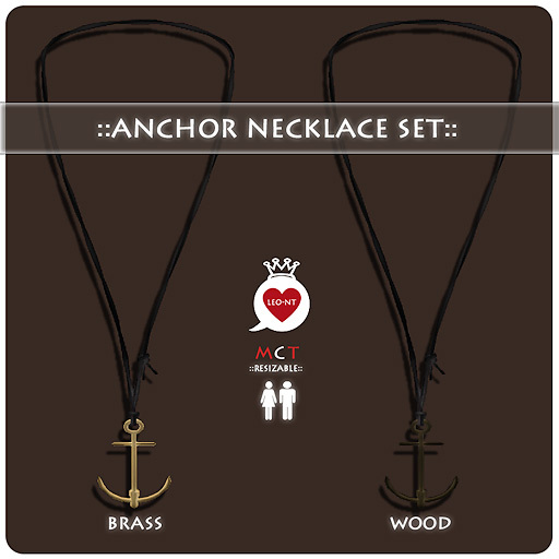 ::LEO-NT:: Anchor Necklace Set ~wood&brass~