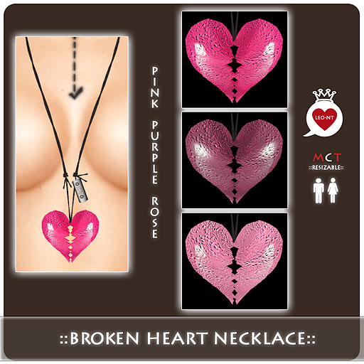 ::LEO-NT:: Broken Heart Necklace  [rose,pink,purple]