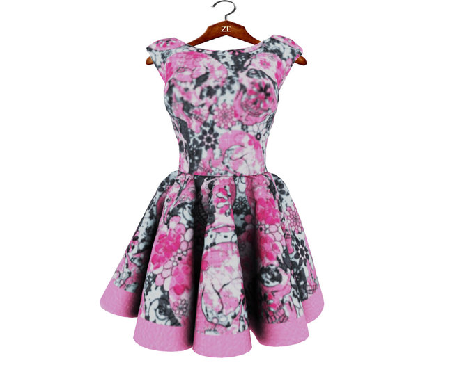 [ZE] Skulls & Roses Party Dress {PINKY}