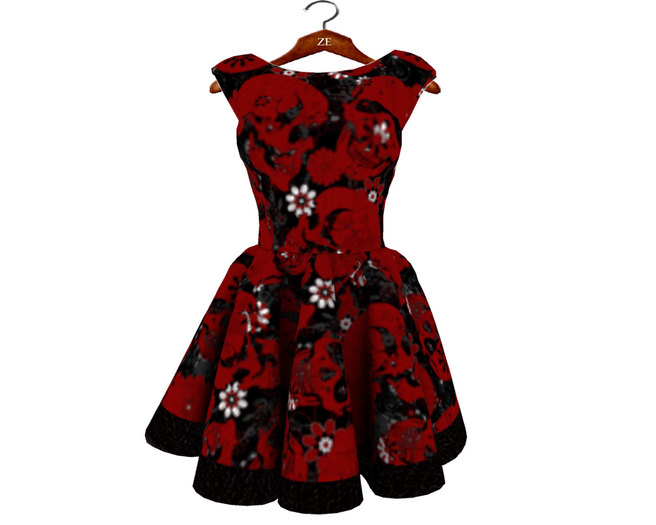 [ZE] Skulls & Roses Party Dress {RED}